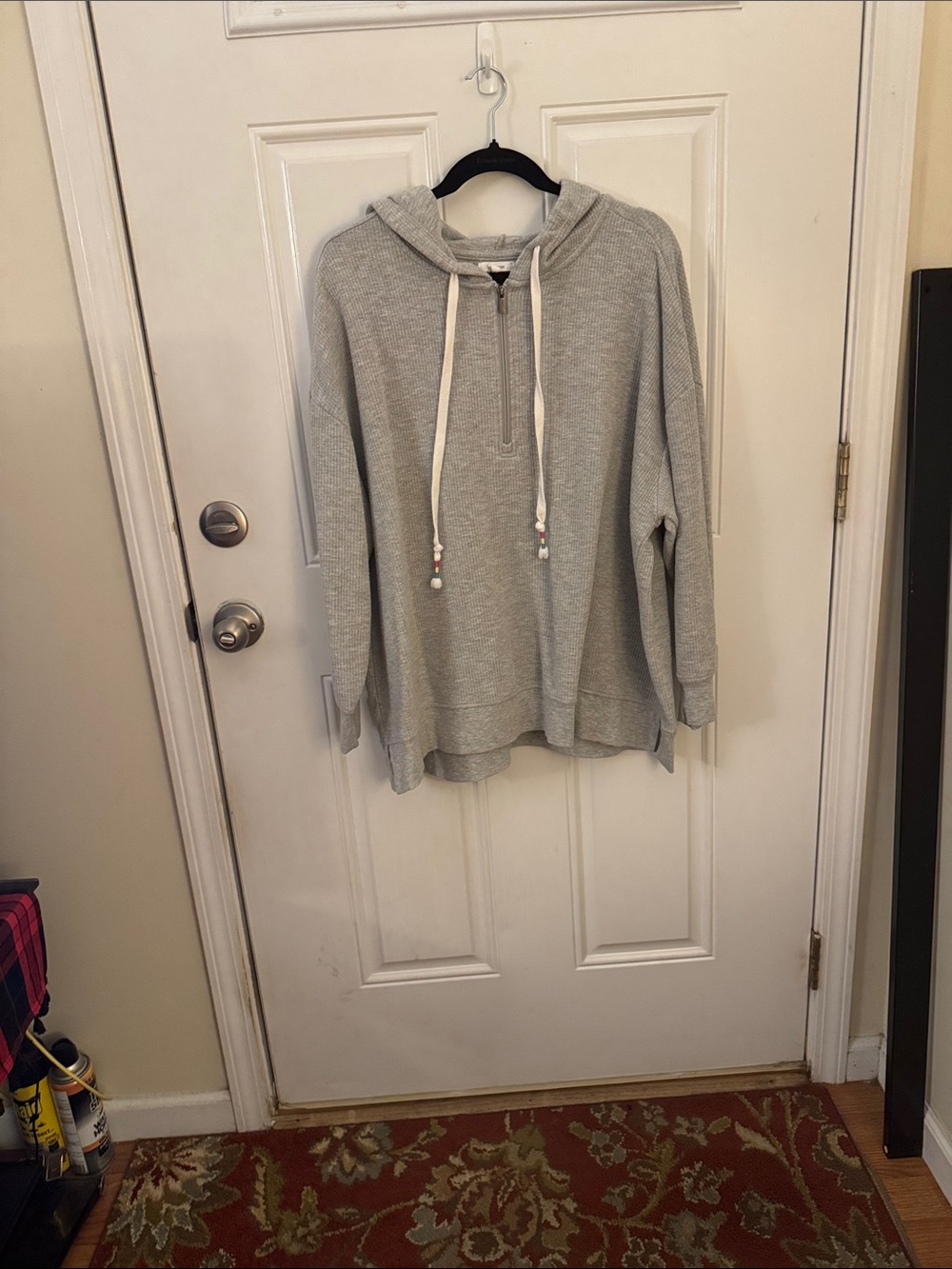 Maurices Light Gray Zip-Neck Hooded Women’s Sweater